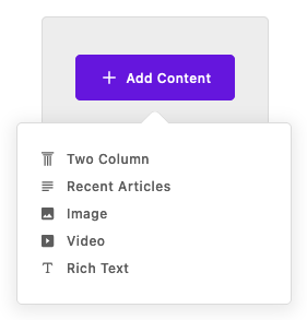 'Area menu with icons next to widget labels'