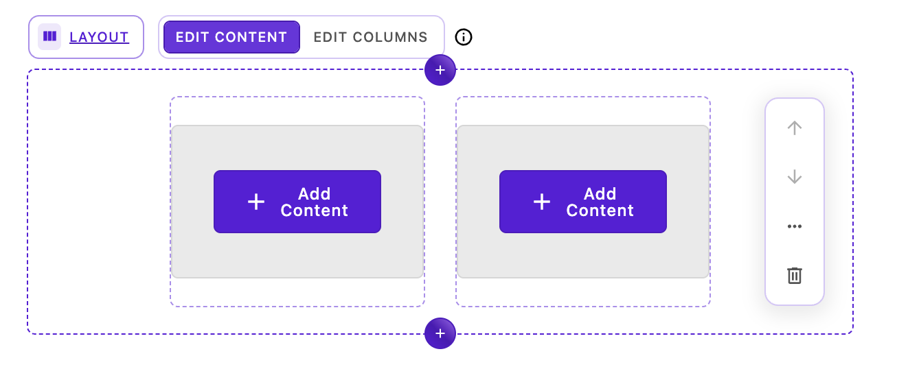 The layout widget after first addition to the page