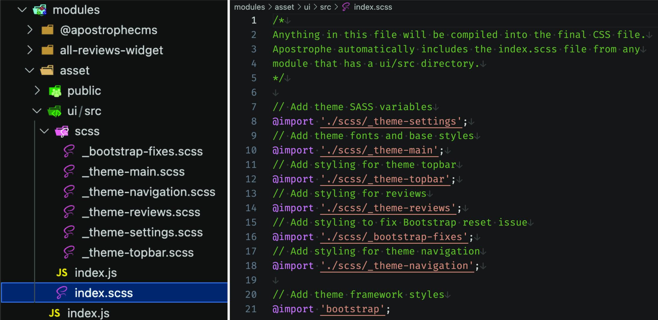 screenshot of the project asset folder and files