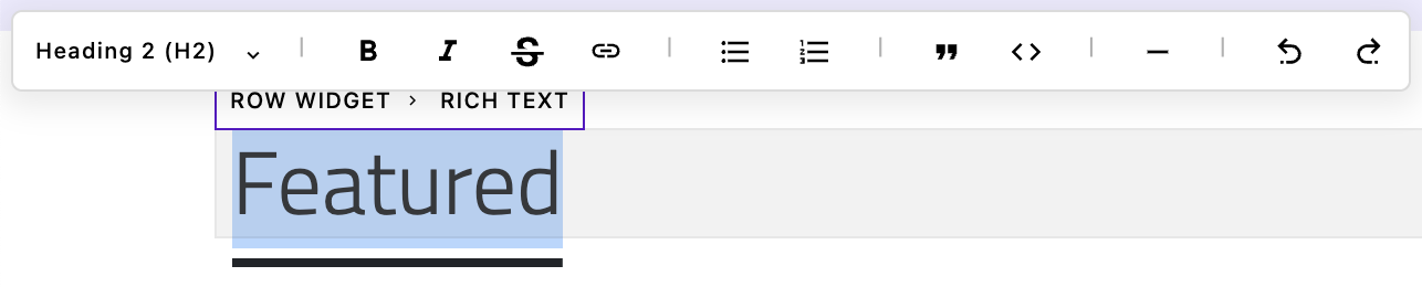 Screenshot of the rich text widget toolbar