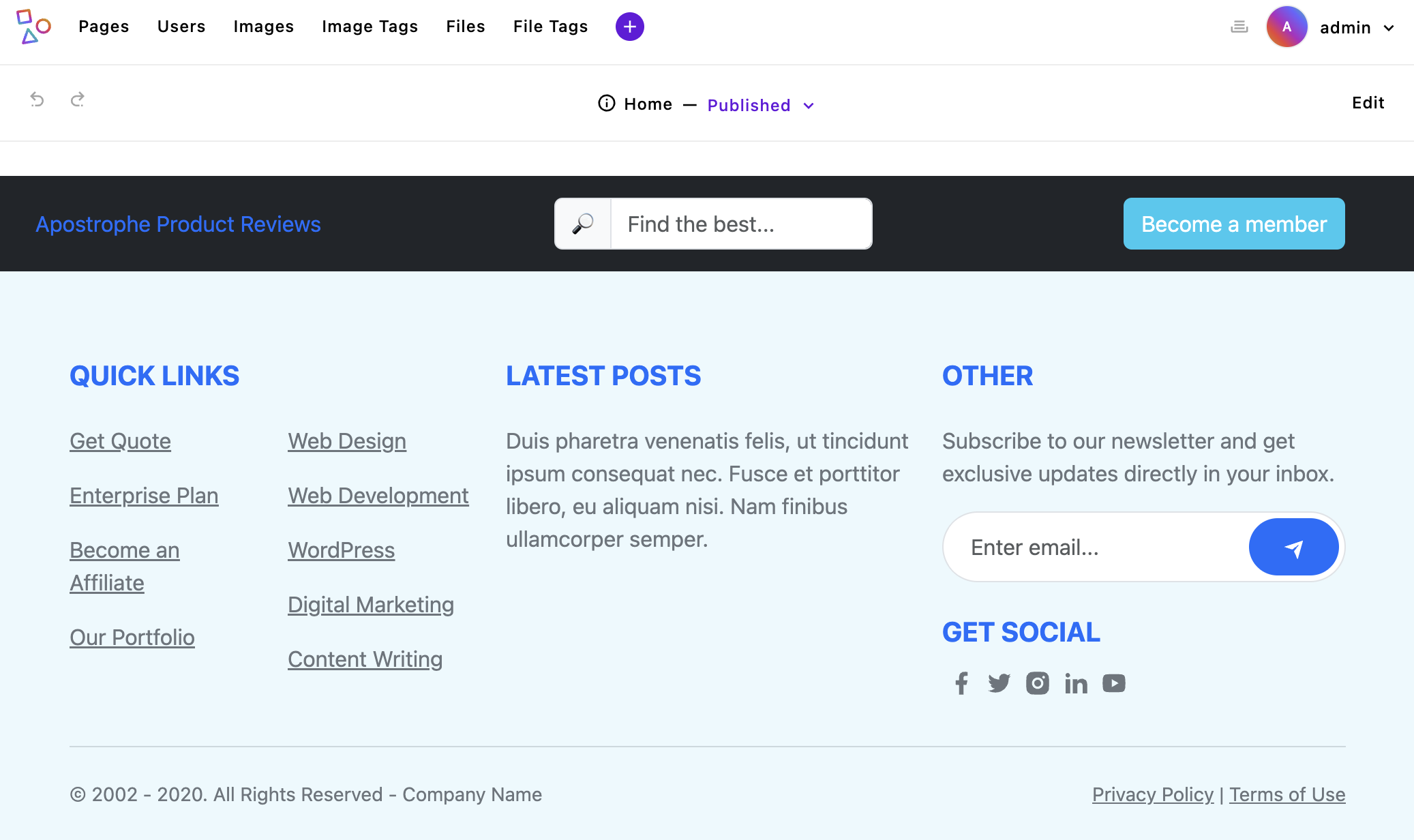 Screenshot of our page after addition of the Bootstrap CSS framework