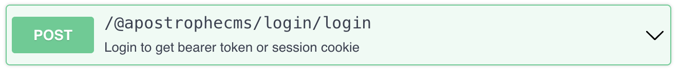 The Swagger UI POST login route endpoint selector